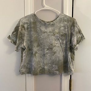Shein Large Green Tye Die Crop Top